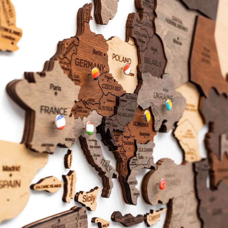 Crafted Wooden World Map